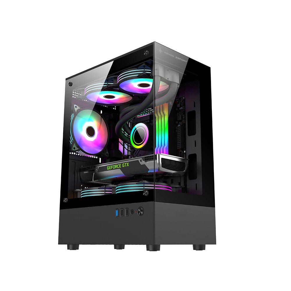 Vỏ Case Máy Tính KENOO ESPORT MK100 ( Case Bể Cá, Màu Đen, Matx)