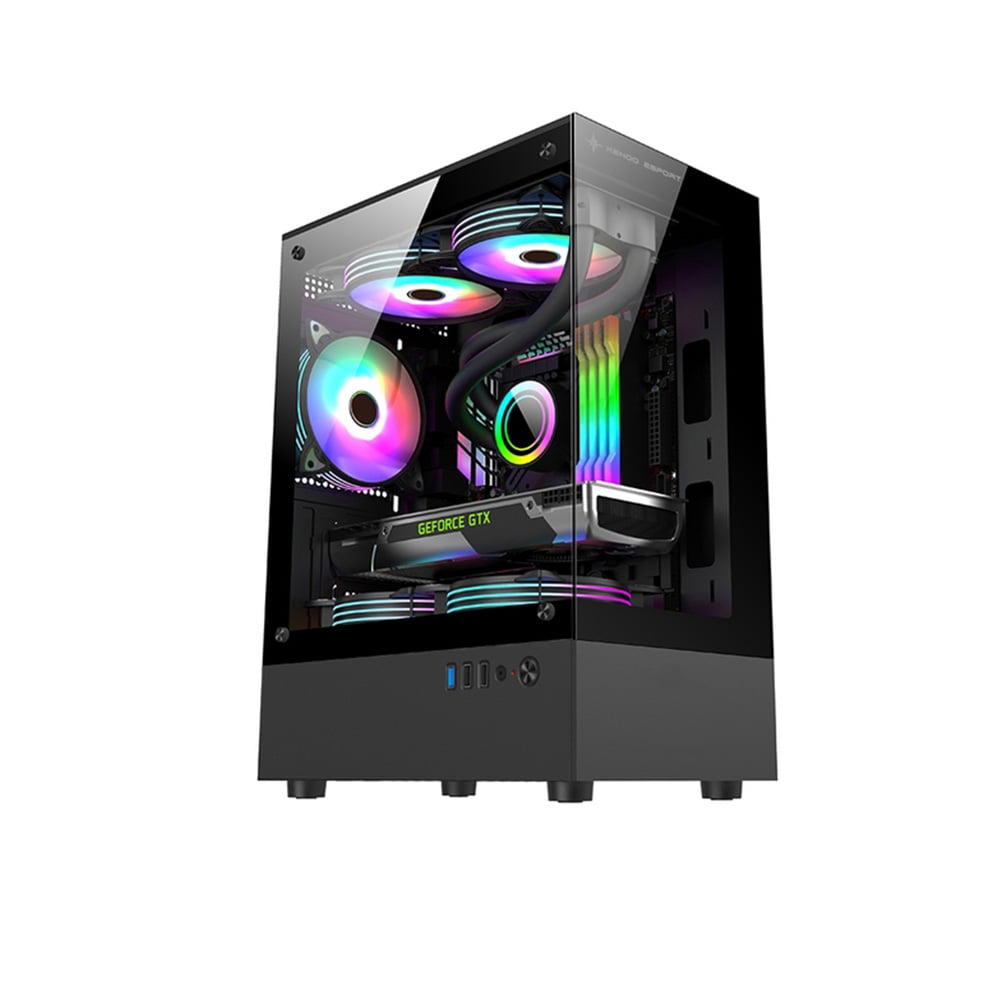 Vỏ Case Máy Tính KENOO ESPORT MK100 ( Case Bể Cá, Màu Đen, Matx) - Ảnh 2