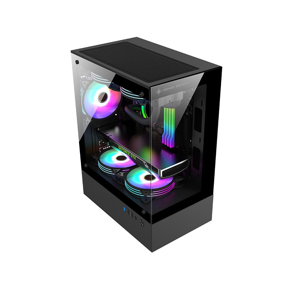 Vỏ Case Máy Tính KENOO ESPORT MK100 ( Case Bể Cá, Màu Đen, Matx) - Ảnh 3